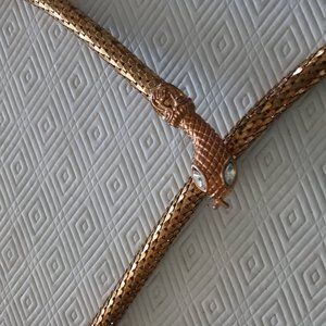 Vtg Snake Mesh Scales GOLD Belt Necklace Serpent